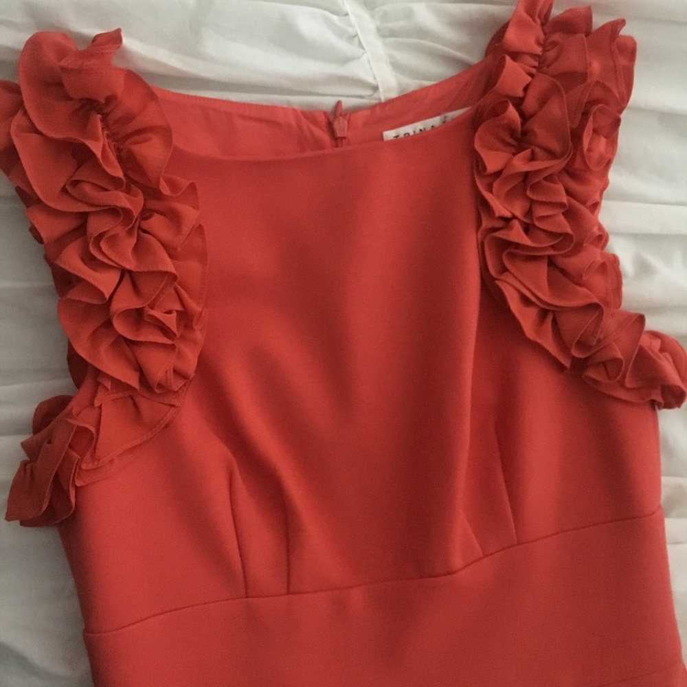 Trina Turk orange ruffle dress